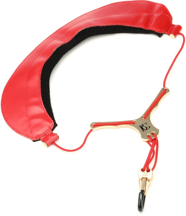 BG - Zen Leather Saxophone Yoke Strap, Metal Snap Hook, Large - Red