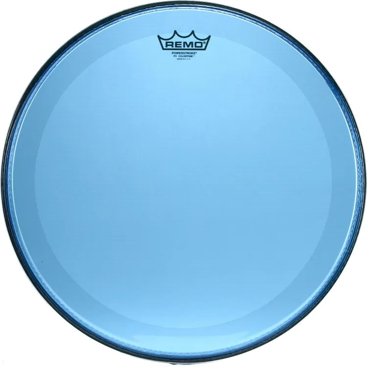Remo - Powerstroke P3 Colortone Blue Bass Drumhead - 16 inch - No Stripes