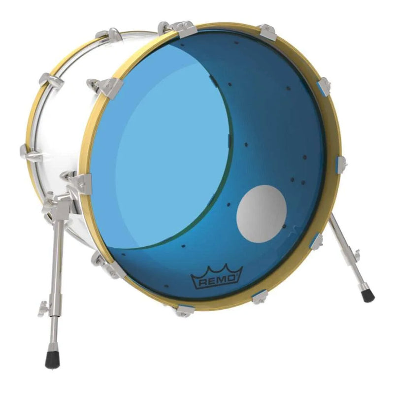 Remo - Powerstroke P3 Colortone Blue Bass Drumhead - 20 inch - with Port Hole