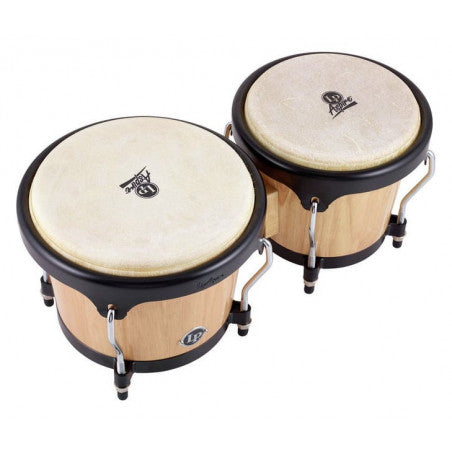 Latin Percussion - Aspire Wood Bongos - Natural with Black Hardware