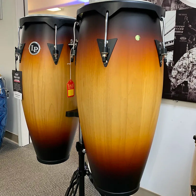 Latin Percussion - City Series Conga Set with Stand - 10/11 inch Vintage Sunburst