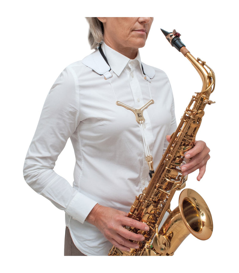 BG - Zen Leather Saxophone Yoke Strap - White
