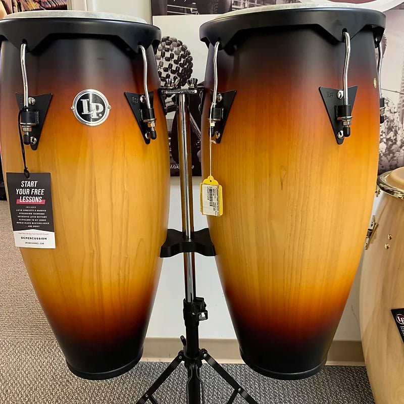 Latin Percussion - City Series Conga Set with Stand - 10/11 inch Vintage Sunburst